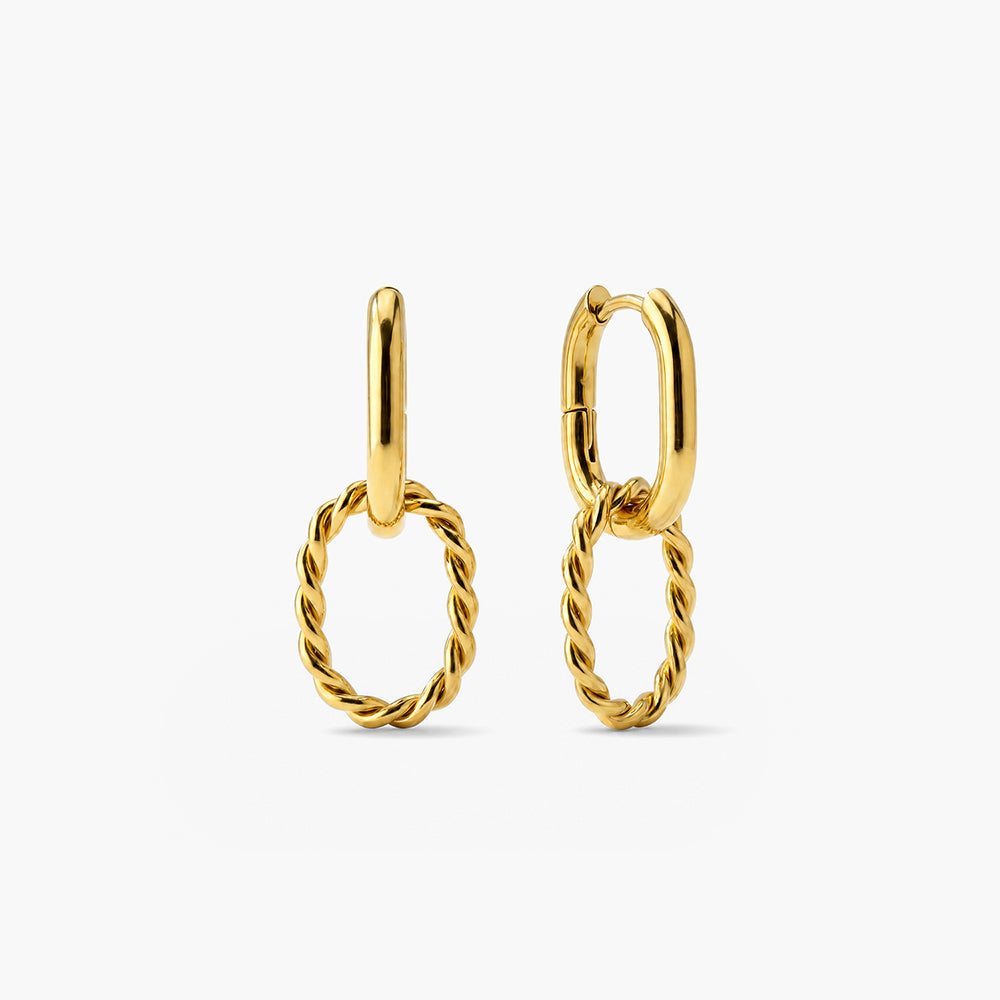 Double Rings Hoop Drop Earrings