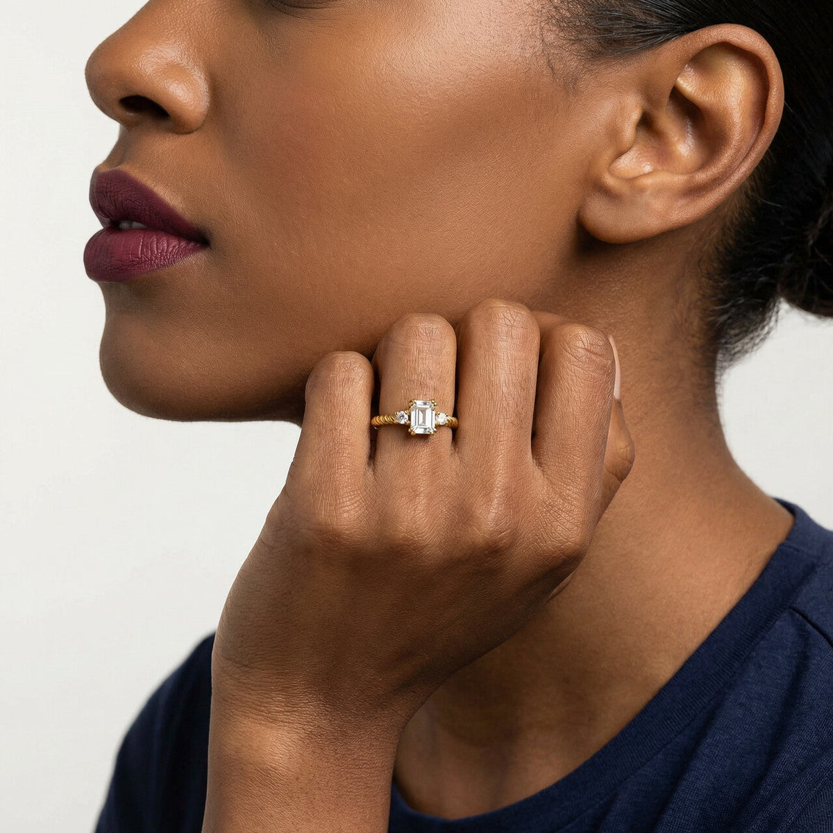 Regal Brilliance Tri Stone Ring