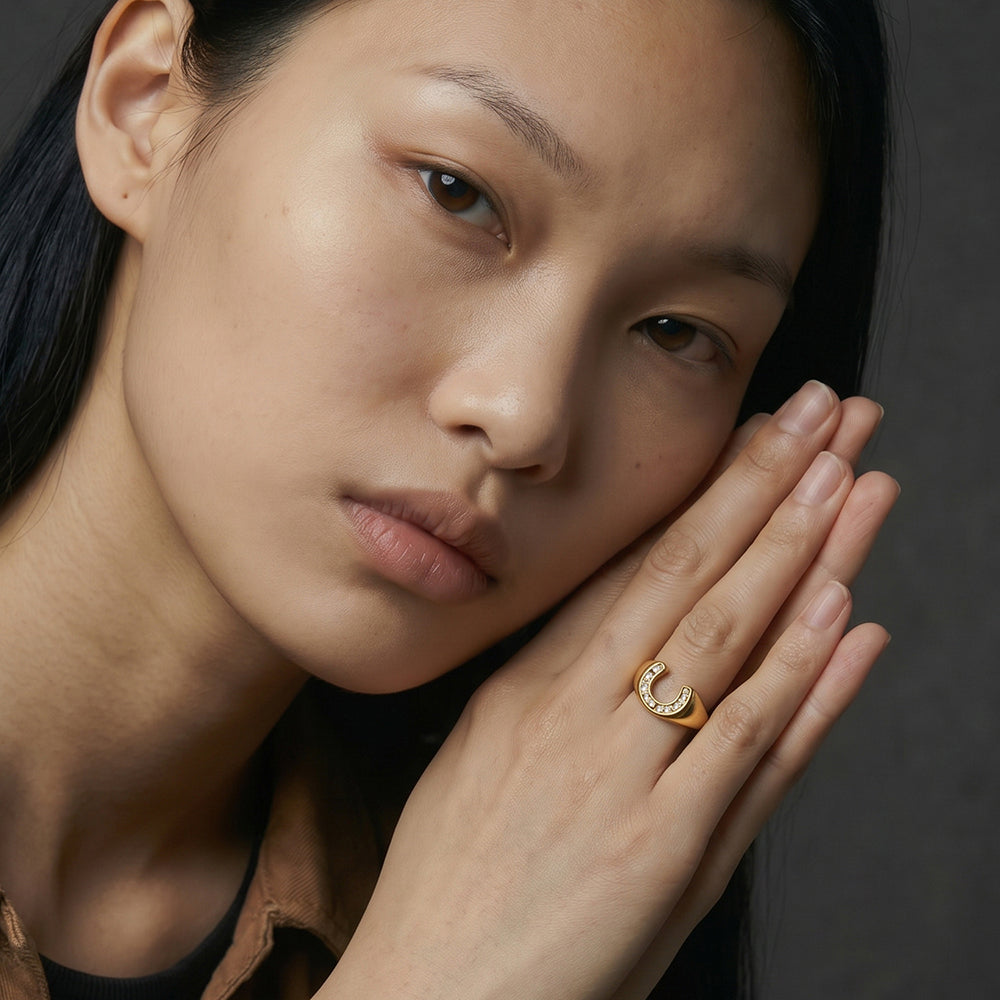 Bold Crescent Curve Ring