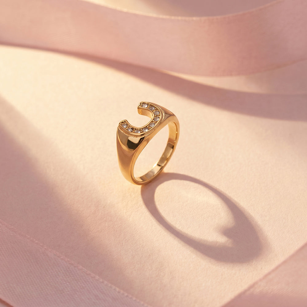 Bold Crescent Curve Ring